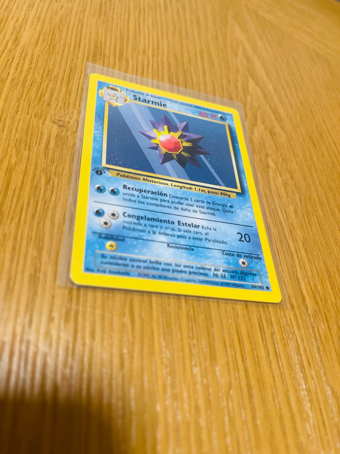 Starmie Base Set 1.ª edición española, anverso de la carta fotografiada
