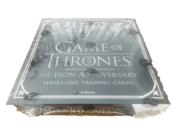 Caja Game of Thrones The Iron Anniversary Series One precintada, vista frente; fotografía real del ejemplar · fondo blanco