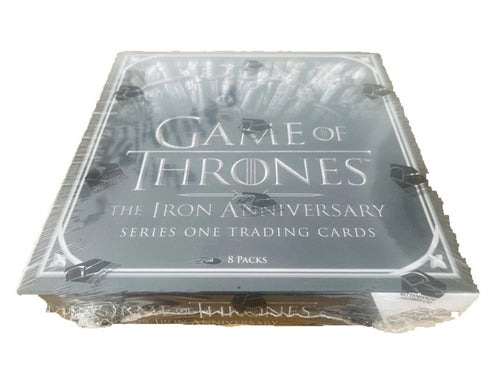 Caja Game of Thrones The Iron Anniversary Series One precintada, vista frente; fotografía real del ejemplar · fondo blanco