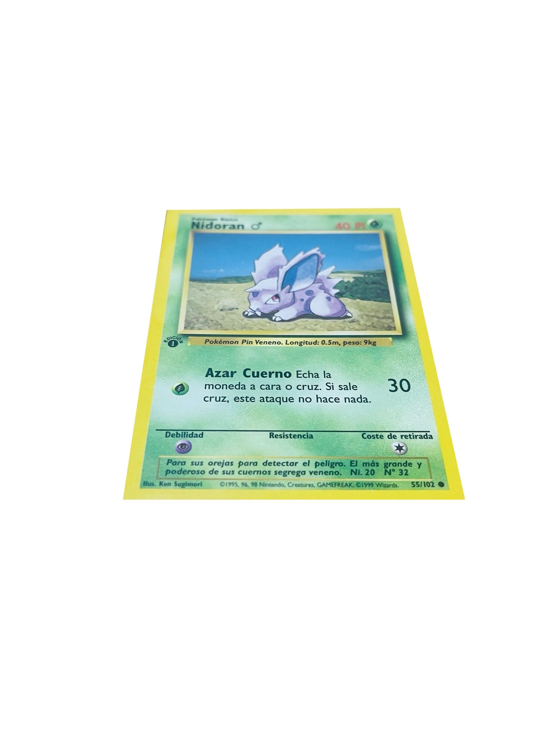 Pokémon Base Set 1.ª Edición ES | Nidoran♂ · anverso real sobre fondo blanco