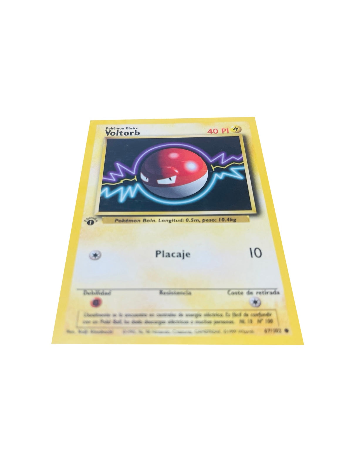 Pokémon Base Set 1.ª Edición ES | Voltorb · anverso real sobre fondo blanco